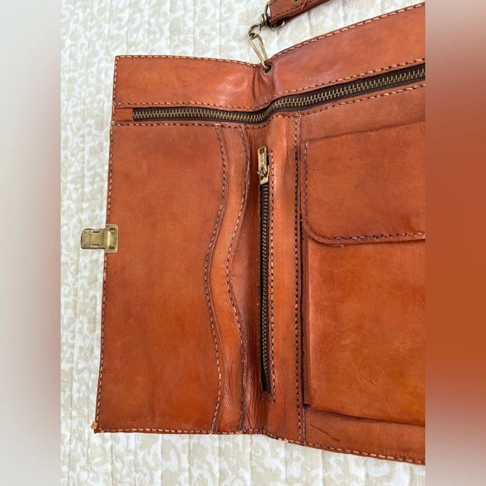 Vintage Genuine Leather Convertible Clutch Wallet Wristlet | Handmade Artisan - Picture 7 of 16